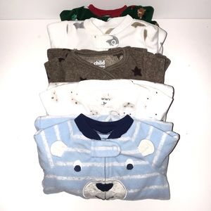 Lot of 5 Fleece Footed Pjs